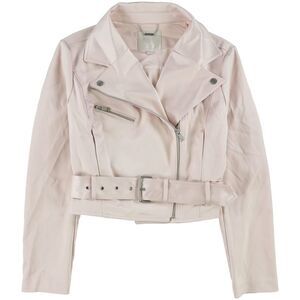 GUESS Womens Satin Eco Luna Biker Jacket, Pink, L, DM